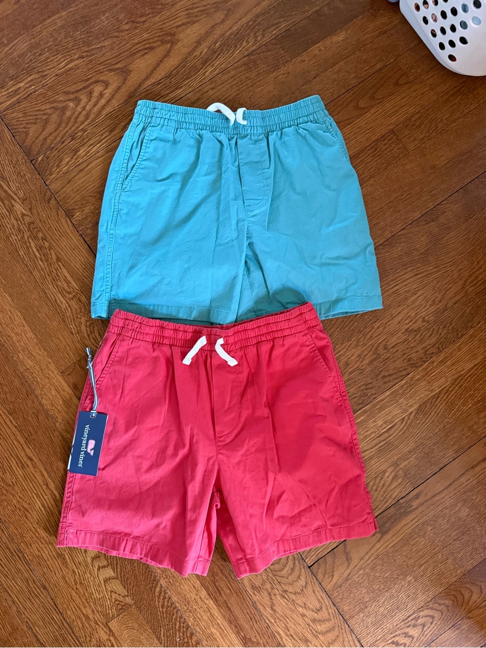 Vineyard Vines Kids 16 Pull-On Shorts - Teal & Coral lot of 2